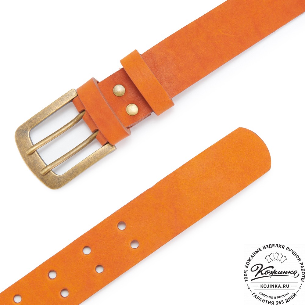 Кожаный мужской ремень "Адам Нью" (рыжий)